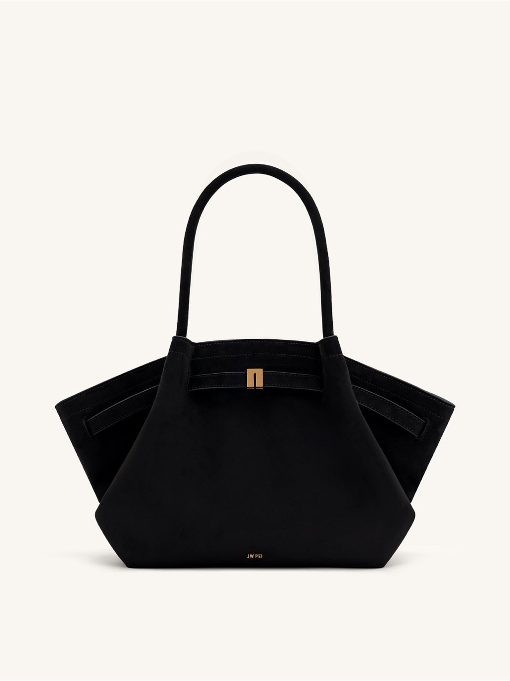 Jw Pei Black Suede Medium Structured Tote Bag